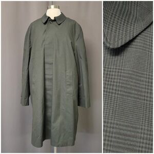 Vintage 60s Towncraft Plus Overcoat Dark Green Glen Plaid Faux Fur Lining 44